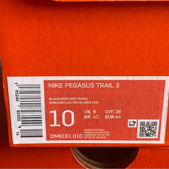 Rare Nike Pegasus Trail 3 Men’s Black Khaki Trail Running Shoes New - Picture 15 of 15